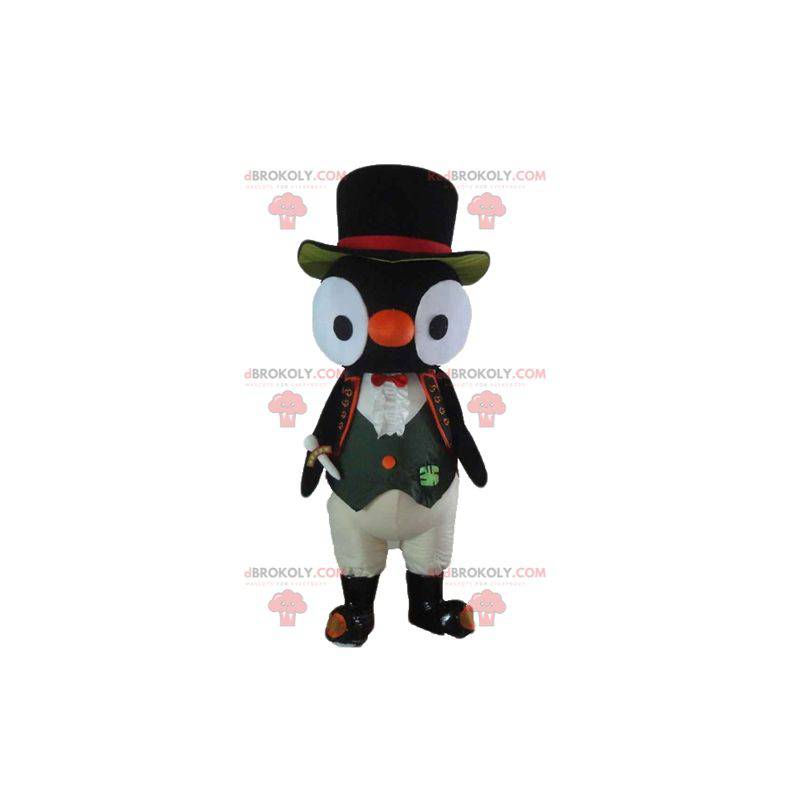 Mascote da coruja preta e branca fantasiada - Redbrokoly.com