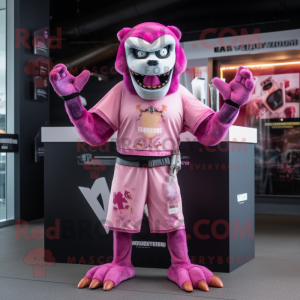 Pink Undead maskot kostume...