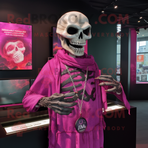 Pink Undead mascot costume character dressed with a V-Neck Tee and Bracelets