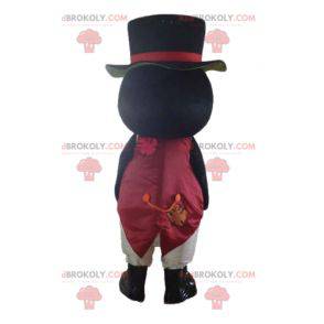 Mascote da coruja preta e branca fantasiada - Redbrokoly.com