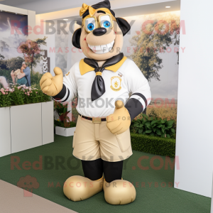 Gold Doctor mascot costume character dressed with a Rugby Shirt and Bow ties
