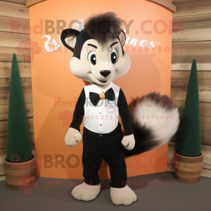 Peach Skunk mascot costume character dressed with a Henley Tee and Bow ties