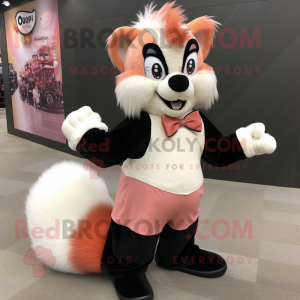 Peach Skunk mascot costume character dressed with a Henley Tee and Bow ties