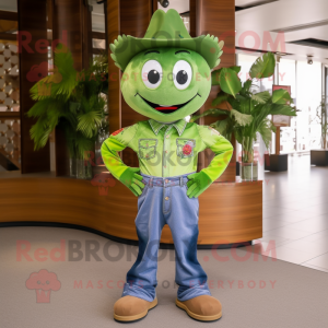 Olive Horseshoe mascot costume character dressed with a Flare Jeans and Hairpins