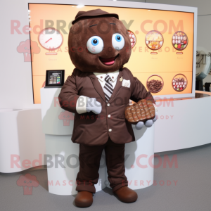 nan Chocolate Bars mascot costume character dressed with a Suit Jacket and Smartwatches