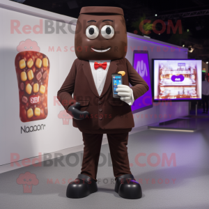 nan Chocolate Bars mascot costume character dressed with a Suit Jacket and Smartwatches