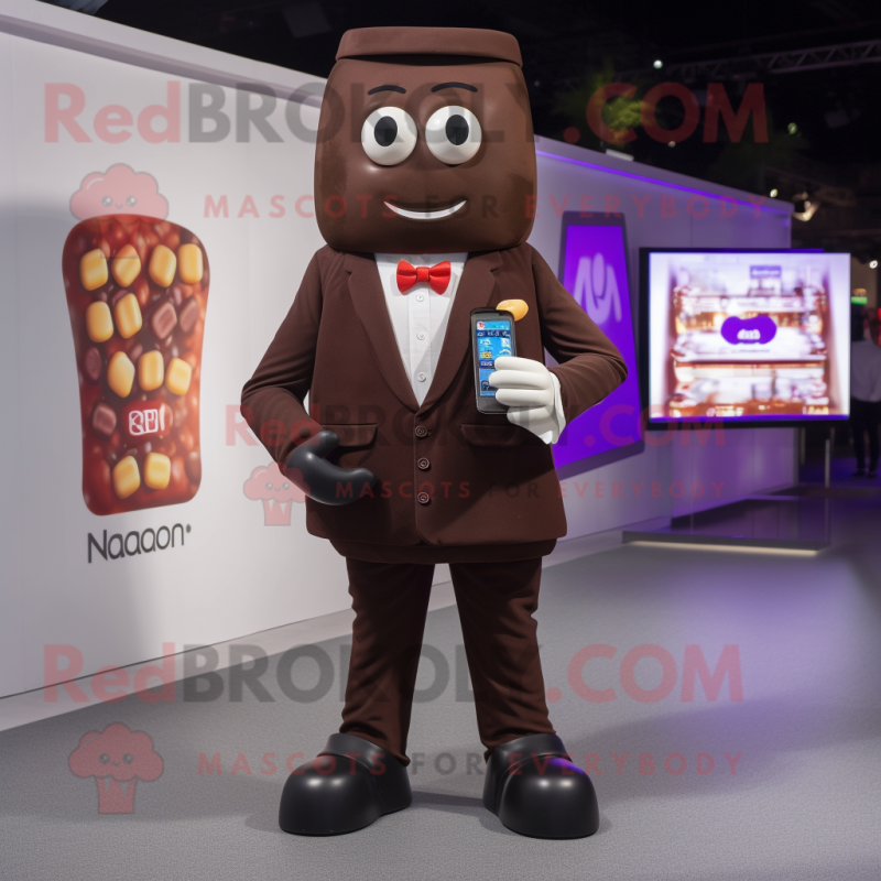 nan Chocolate Bars mascot costume character dressed with a Suit Jacket and Smartwatches nan Chocolate Bars mascot costume character dressed with a Suit Jacket and Smartwatches