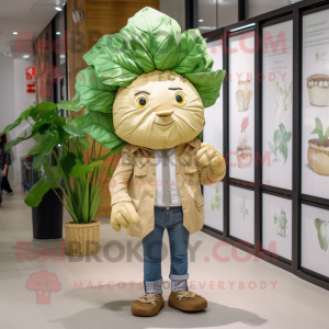 Tan Cabbage Leaf maskot...