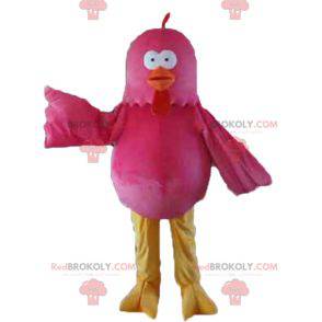Reusachtige kip rood en geel roze vogel mascotte -