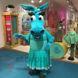 Turquoise Donkey mascotte...