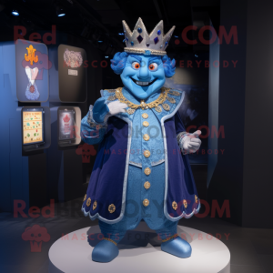 Blå kung maskot kostym...