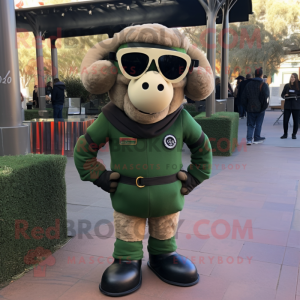 Olive Ram mascot costume character dressed with a Turtleneck and Sunglasses