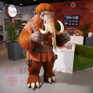 Rust Mammoth mascot costume character dressed with a A-Line Dress and Smartwatches