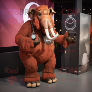 Rust Mammoth mascot costume character dressed with a A-Line Dress and Smartwatches