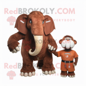 Rust Mammoth mascot costume character dressed with a A-Line Dress and Smartwatches