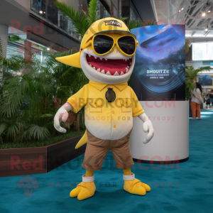 Geel Megalodon mascotte...