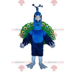 Giant peacock mascot blue green and yellow - Redbrokoly.com