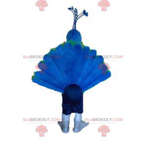 Mascote pavão gigante azul verde e amarelo - Redbrokoly.com