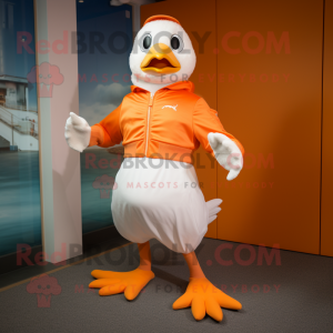 Orange Seagull mascot costume character dressed with a Joggers and Belts
