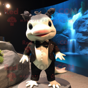 nan Axolotls mascot costume character dressed with a Tuxedo and Bow ties