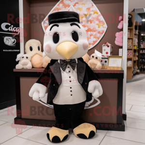 Cream Candy mascot costume character dressed with a Tuxedo and Scarves