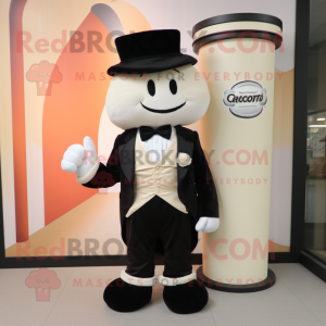 Cream Candy mascot costume character dressed with a Tuxedo and Scarves