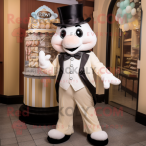 Cream Candy mascot costume character dressed with a Tuxedo and Scarves