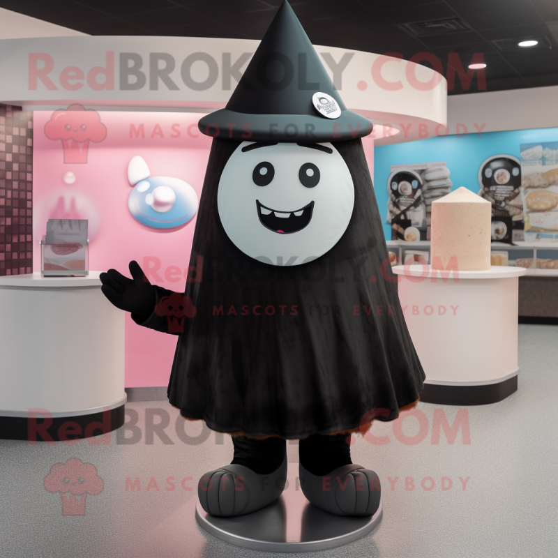 Black Ice Cream Cone mascot costume character dressed with a Circle Skirt and Beanies