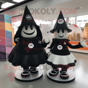 Black Ice Cream Cone mascot costume character dressed with a Circle Skirt and Beanies