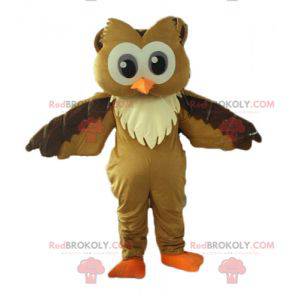 Brown and white owl mascot with big eyes - Redbrokoly.com