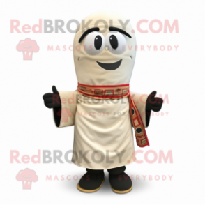 Cream Sushi mascot costume character dressed with a T-Shirt and Scarf clips