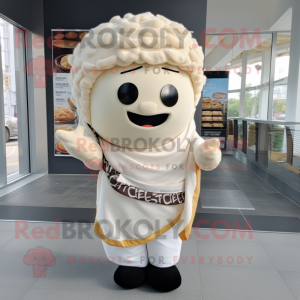 Cream Sushi mascot costume character dressed with a T-Shirt and Scarf clips