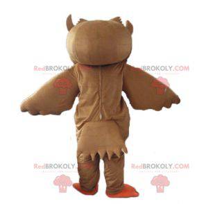 Bruine en witte uil mascotte met grote ogen - Redbrokoly.com