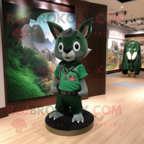 Forest Green Bat mascot costume character dressed with a Cargo Shorts and Necklaces