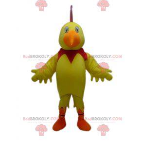 Mascotte de coq jaune rouge et orange géant - Redbrokoly.com