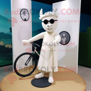 Hvit Unicyclist maskot...