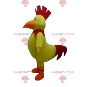 Mascotte de coq jaune rouge et orange géant - Redbrokoly.com