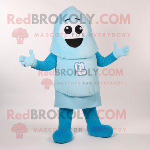 Sky Blue Ghost mascot costume character dressed with a Polo Shirt and Anklets