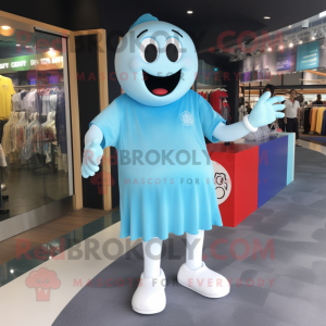 Sky Blue Ghost mascot costume character dressed with a Polo Shirt and Anklets