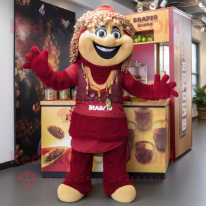 Maroon Biryani mascot costume character dressed with a Cargo Pants and Anklets