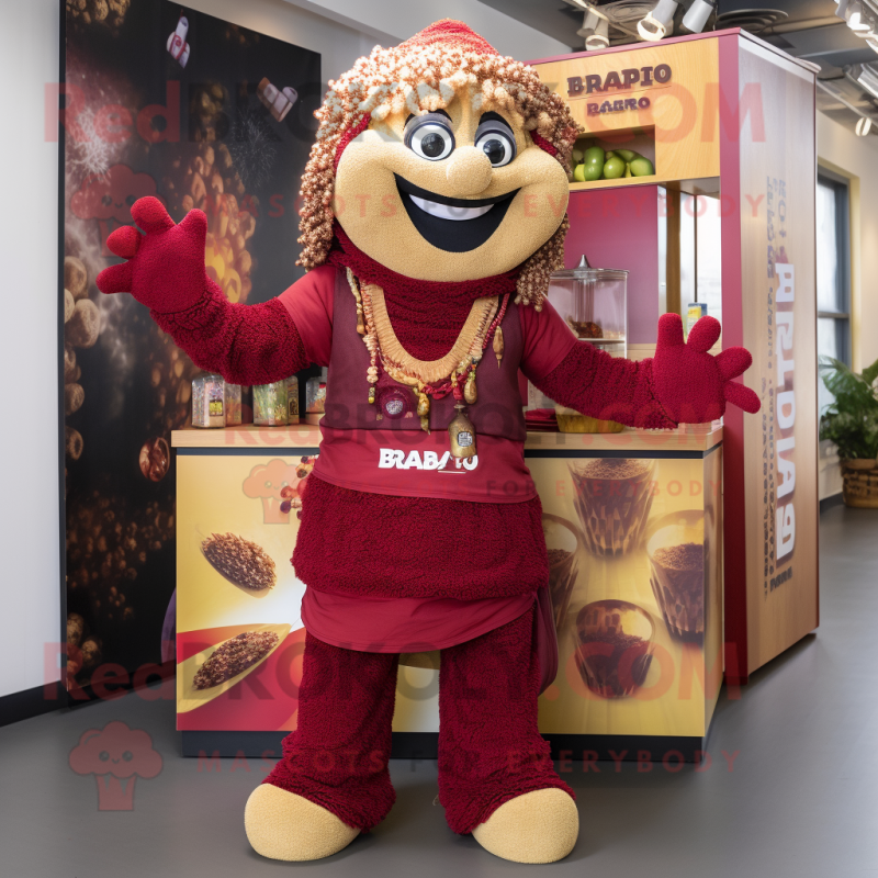 Maroon Biryani mascot costume character dressed with a Cargo Pants and Anklets Maroon Biryani mascot costume character dressed with a Cargo Pants and Anklets