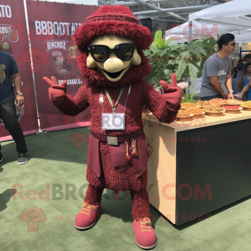 Maroon Biryani mascot costume character dressed with a Cargo Pants and Anklets Maroon Biryani mascot costume character dressed with a Cargo Pants and Anklets