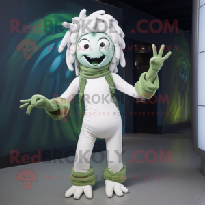 Hvid Medusa maskot kostume...