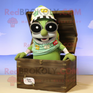 Olive Treasure Chest mascot costume character dressed with a Swimwear and Scarf clips