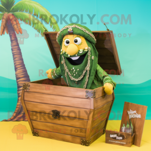 Olive Treasure Chest mascot costume character dressed with a Swimwear and Scarf clips
