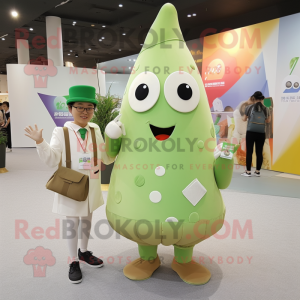 Olive Ice Cream Cone mascot costume character dressed with a Dress Shirt and Coin purses