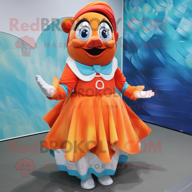 nan Clown Fish mascot costume character dressed with a A-Line Dress and Hair clips