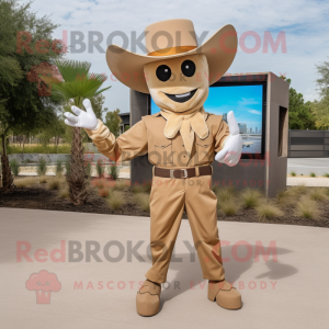 Tan Cowboy maskot kostume...