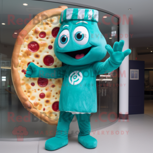 Teal Pizza Slice maskot...