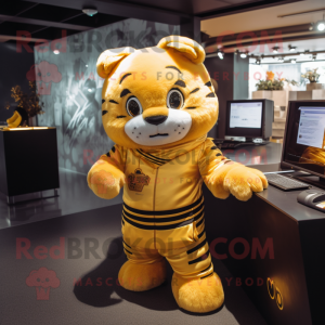 Gold Tiger maskot kostume...